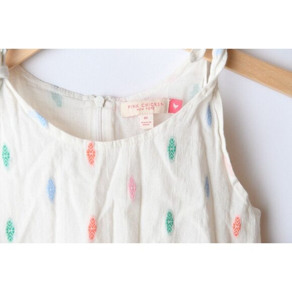 Pink Chicken Girls Sz 8 Ivory Sleeveless Summer Casual Dress Lined 100% Cotton - Picture 4 of 9